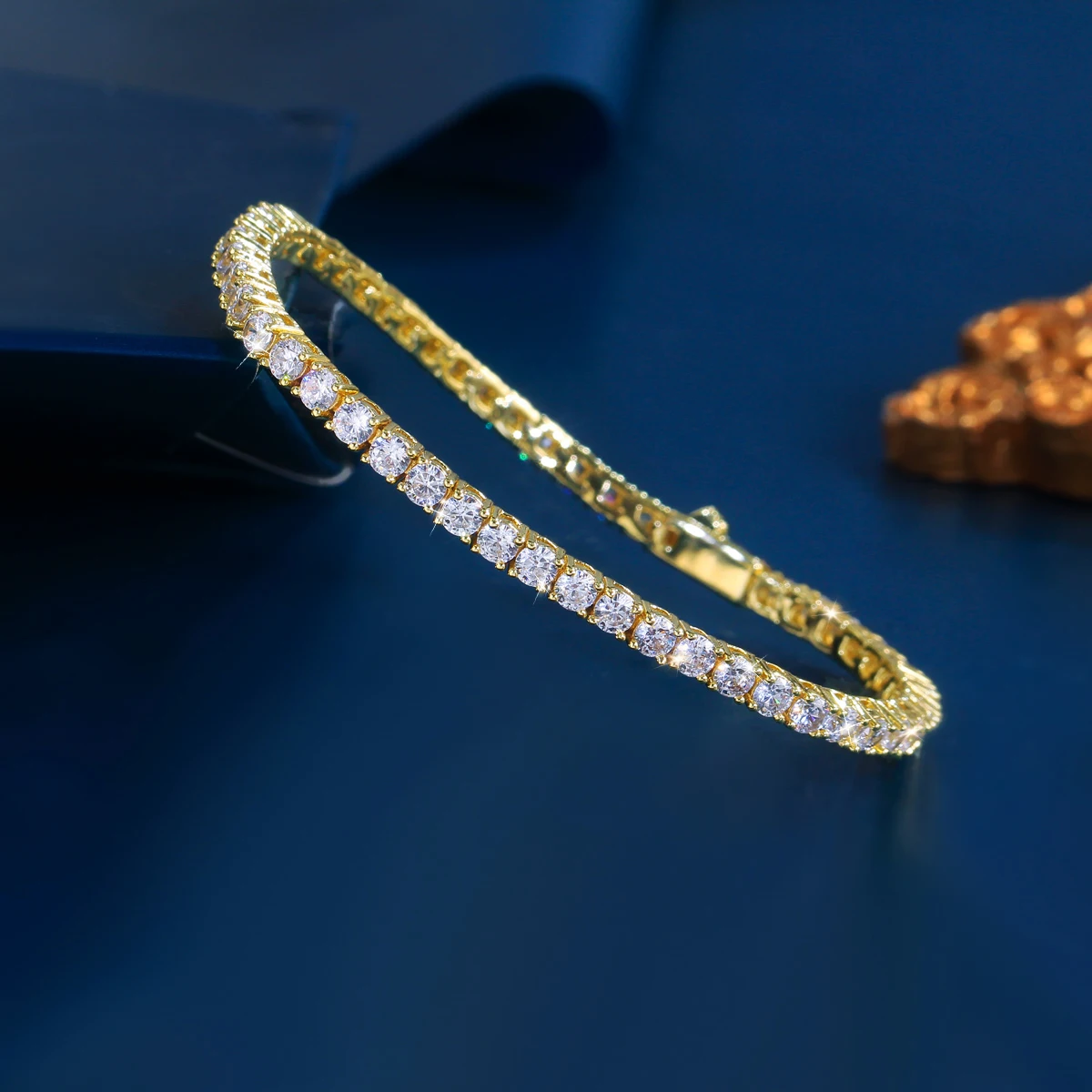 1 Copper Tennis Bracelet Fashionable Simple 3mm White Cubic Zirconia Exquisite Tennis Bracelet Suitable For Women Wedding Party Date Wear