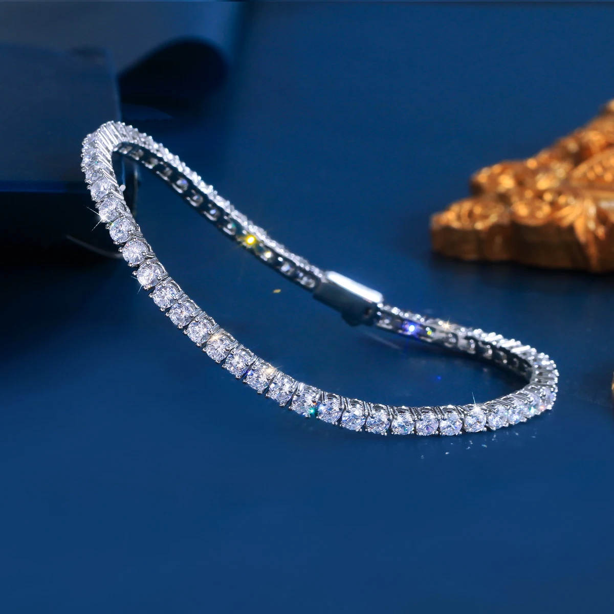 1 Copper Tennis Bracelet Fashionable Simple 3mm White Cubic Zirconia Exquisite Tennis Bracelet Suitable For Women Wedding Party Date Wear 2