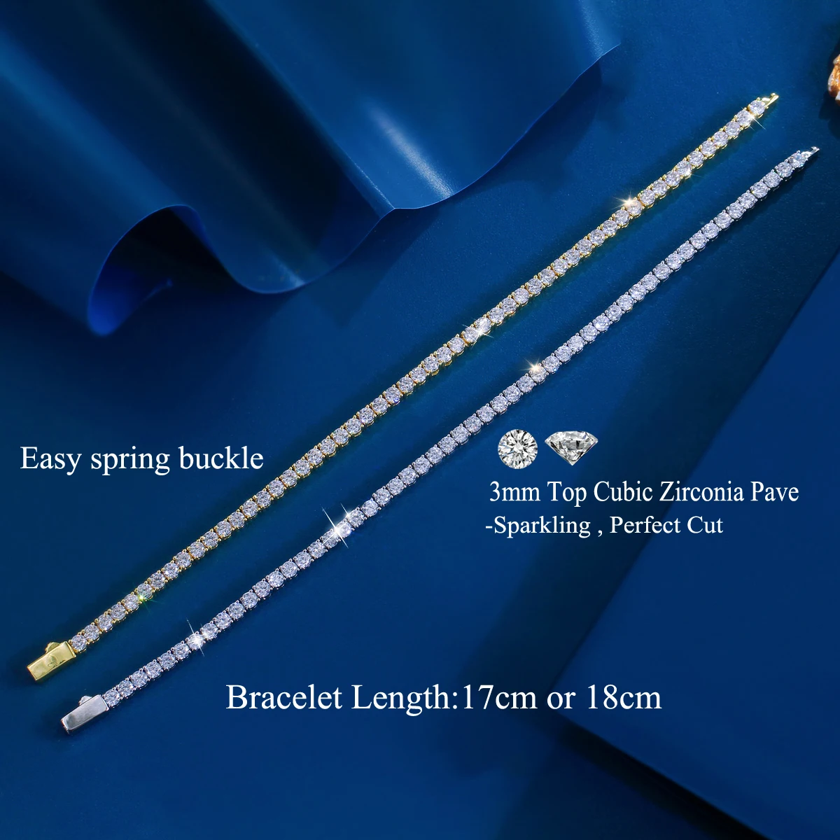 1 Copper Tennis Bracelet Fashionable Simple 3mm White Cubic Zirconia Exquisite Tennis Bracelet Suitable For Women Wedding Party Date Wear 5
