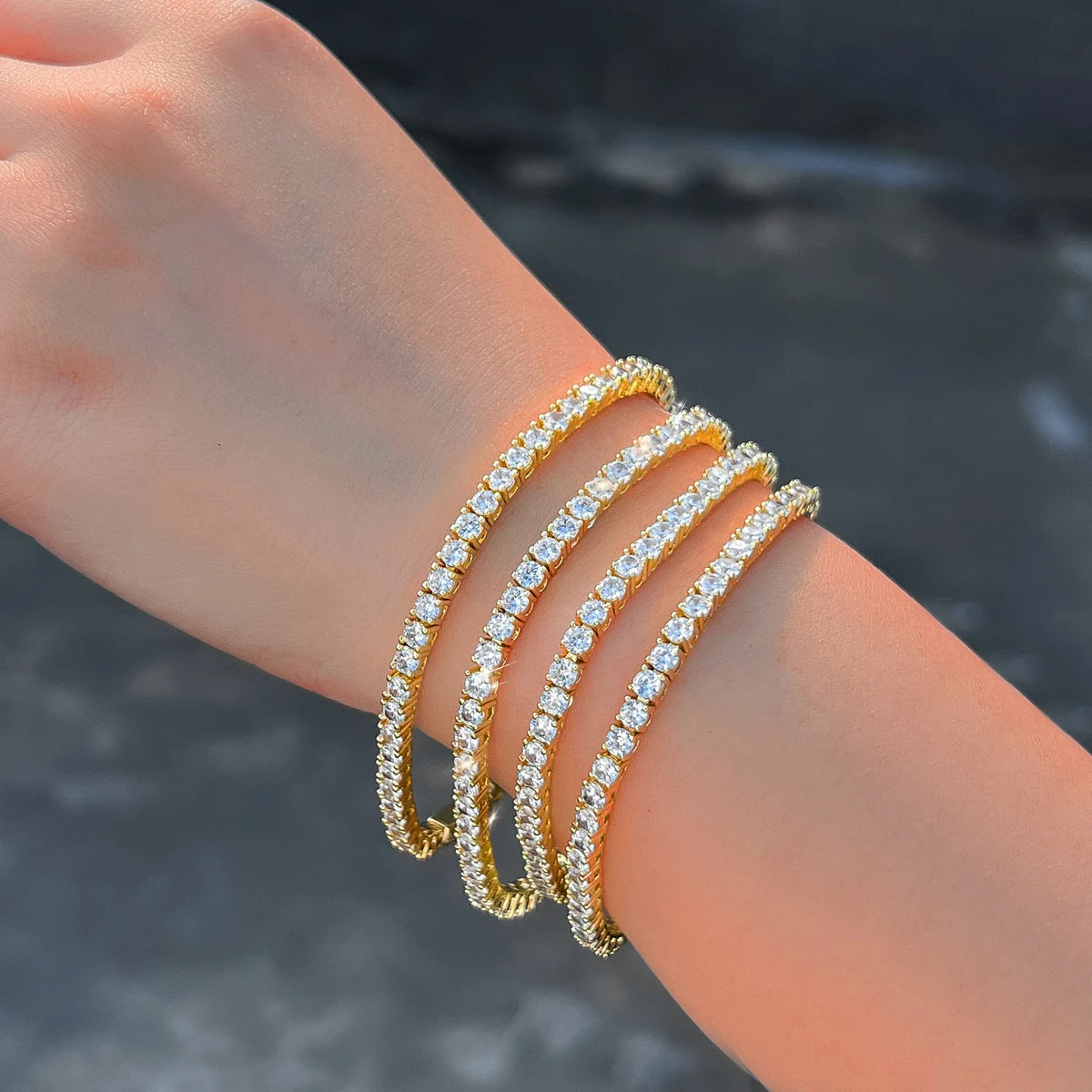 1 Copper Tennis Bracelet Fashionable Simple 3mm White Cubic Zirconia Exquisite Tennis Bracelet Suitable For Women Wedding Party Date Wear 6