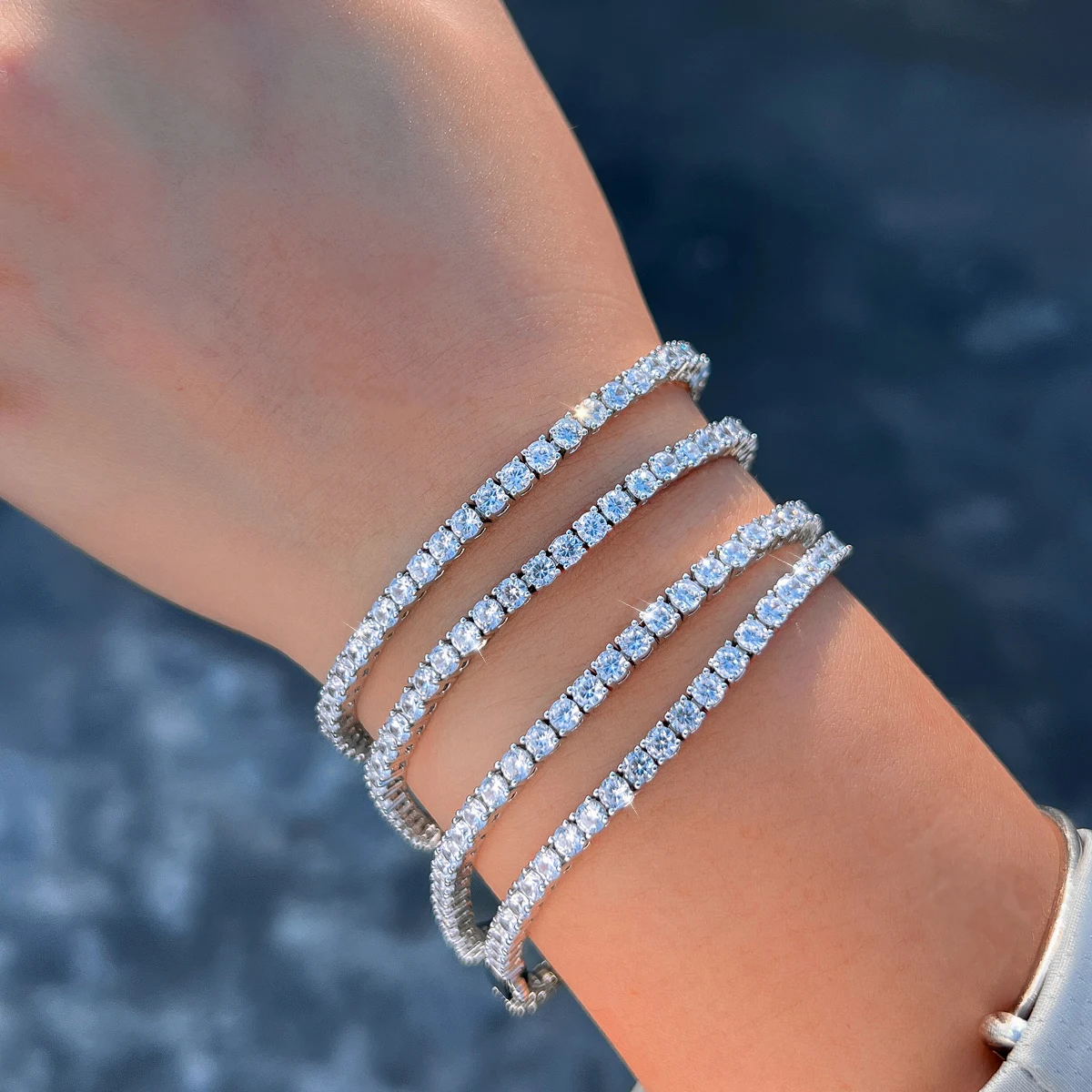 1 Copper Tennis Bracelet Fashionable Simple 3mm White Cubic Zirconia Exquisite Tennis Bracelet Suitable For Women Wedding Party Date Wear 7