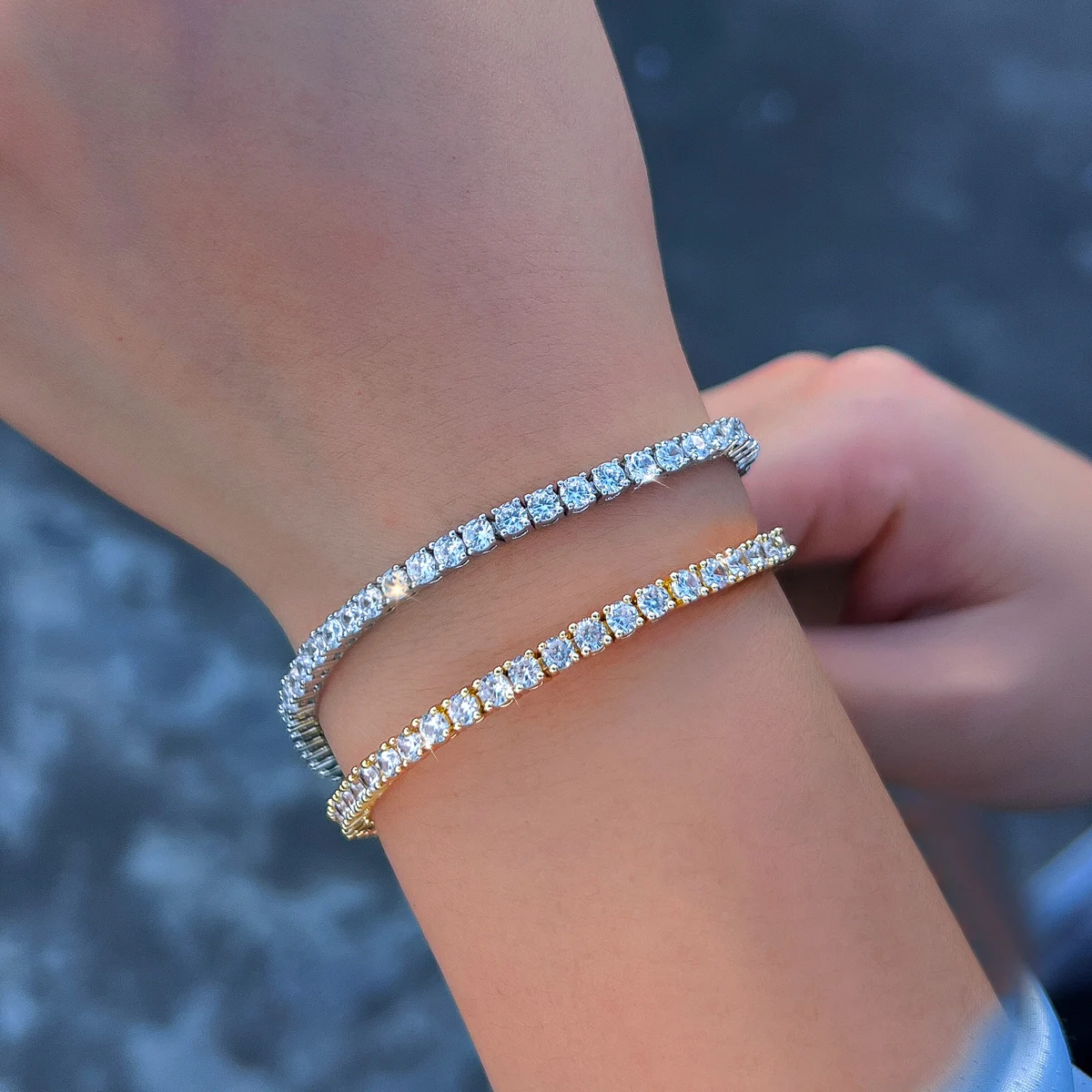 1 Copper Tennis Bracelet Fashionable Simple 3mm White Cubic Zirconia Exquisite Tennis Bracelet Suitable For Women Wedding Party Date Wear 8