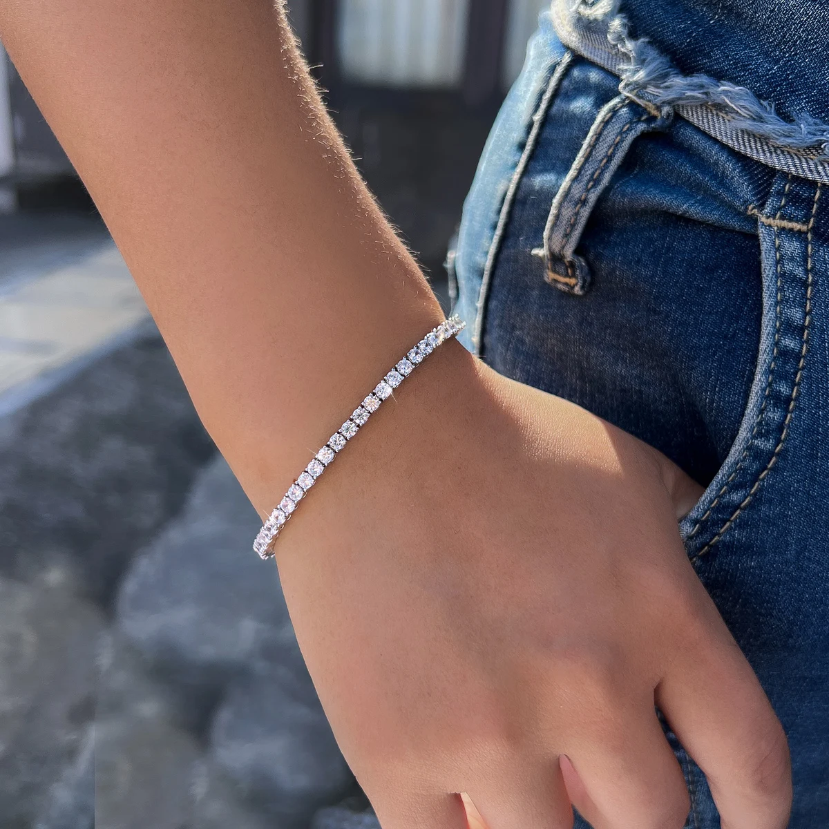 1 Copper Tennis Bracelet Fashionable Simple 3mm White Cubic Zirconia Exquisite Tennis Bracelet Suitable For Women Wedding Party Date Wear 10