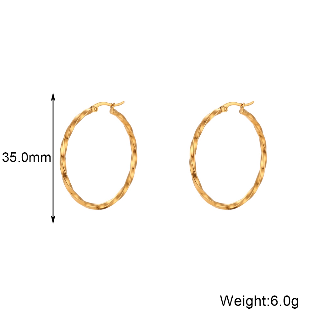 Solid Color Waterproof Non Tarnish Hoop Earrings For Women, 304 Stainless Steel With PVD Coated 18K Gold Plated Finish 2