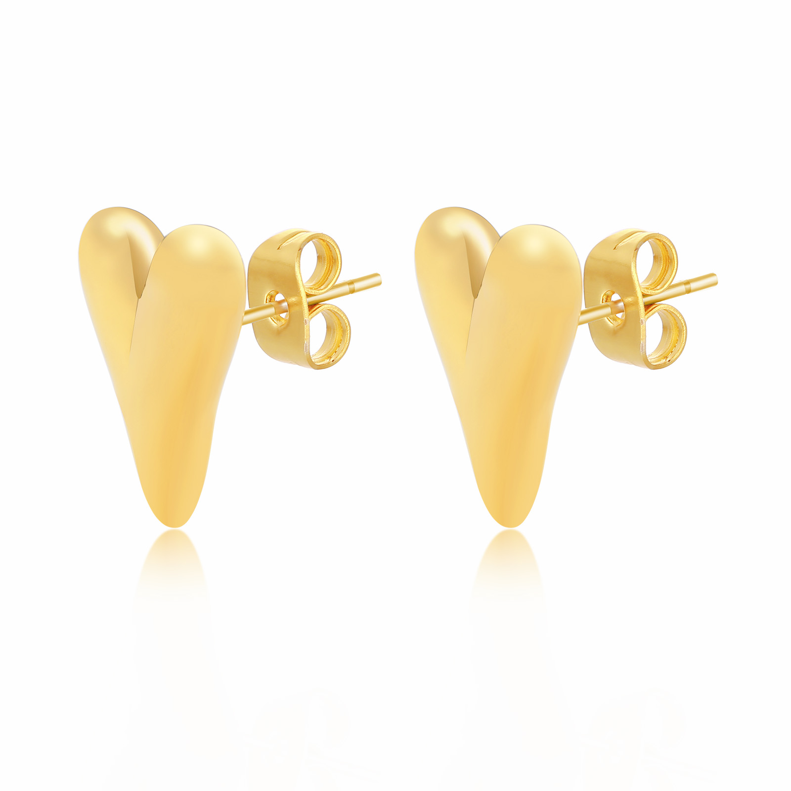 Heart Shape Waterproof Non Tarnish Gold Earrings For Women In Casual Style With 201 Stainless Steel Material 2
