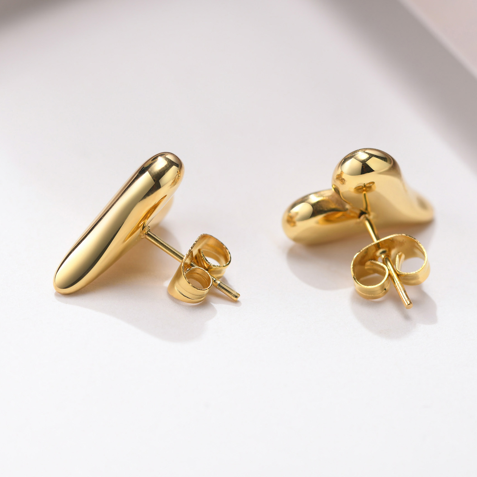 Heart Shape Waterproof Non Tarnish Gold Earrings For Women In Casual Style With 201 Stainless Steel Material 4