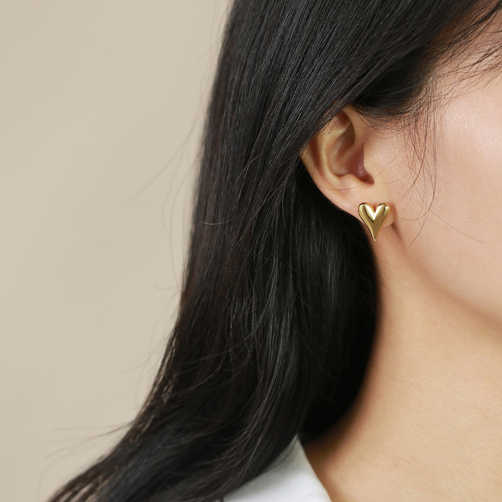 Heart Shape Waterproof Non Tarnish Gold Earrings For Women In Casual Style With 201 Stainless Steel Material 5