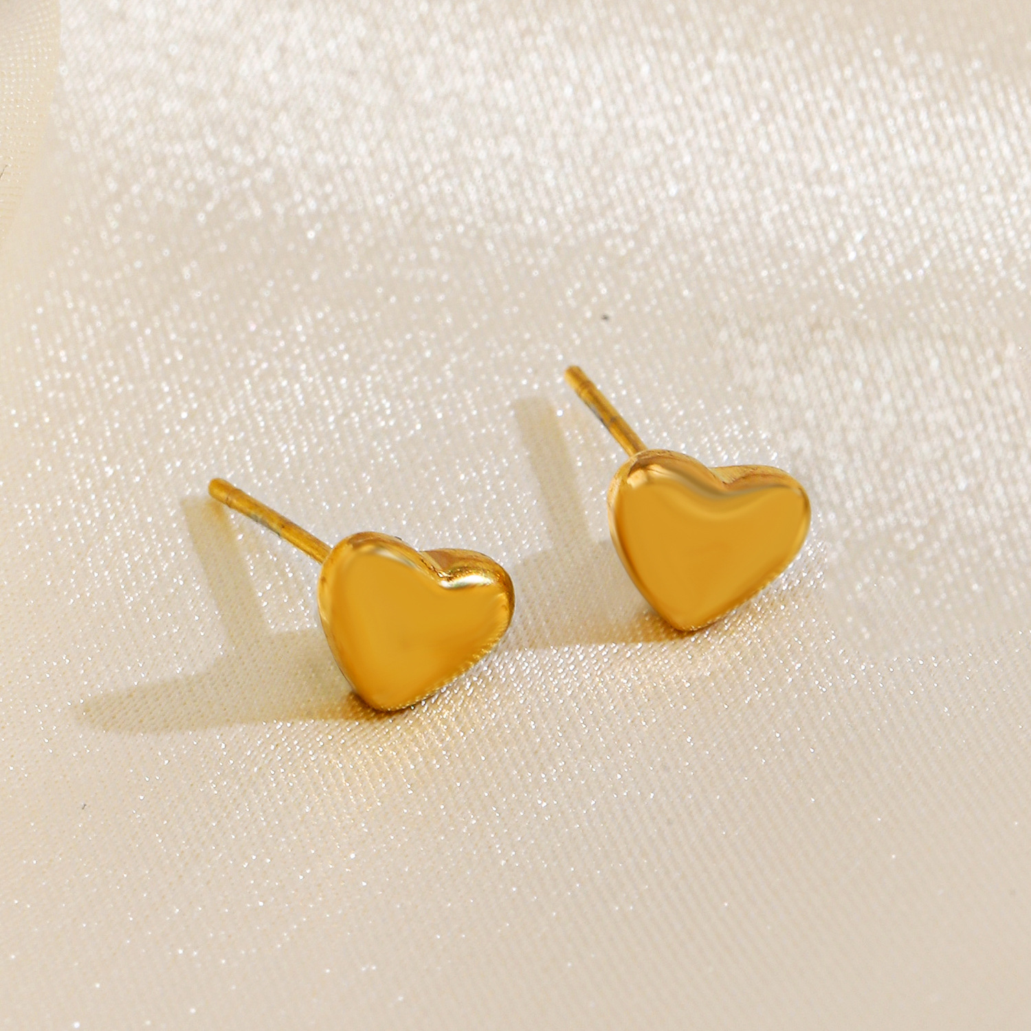 Heart Shape Earrings For Women, Waterproof Non Tarnish 304 Stainless Steel Studs With 18K Gold Plated PVD Coating 2