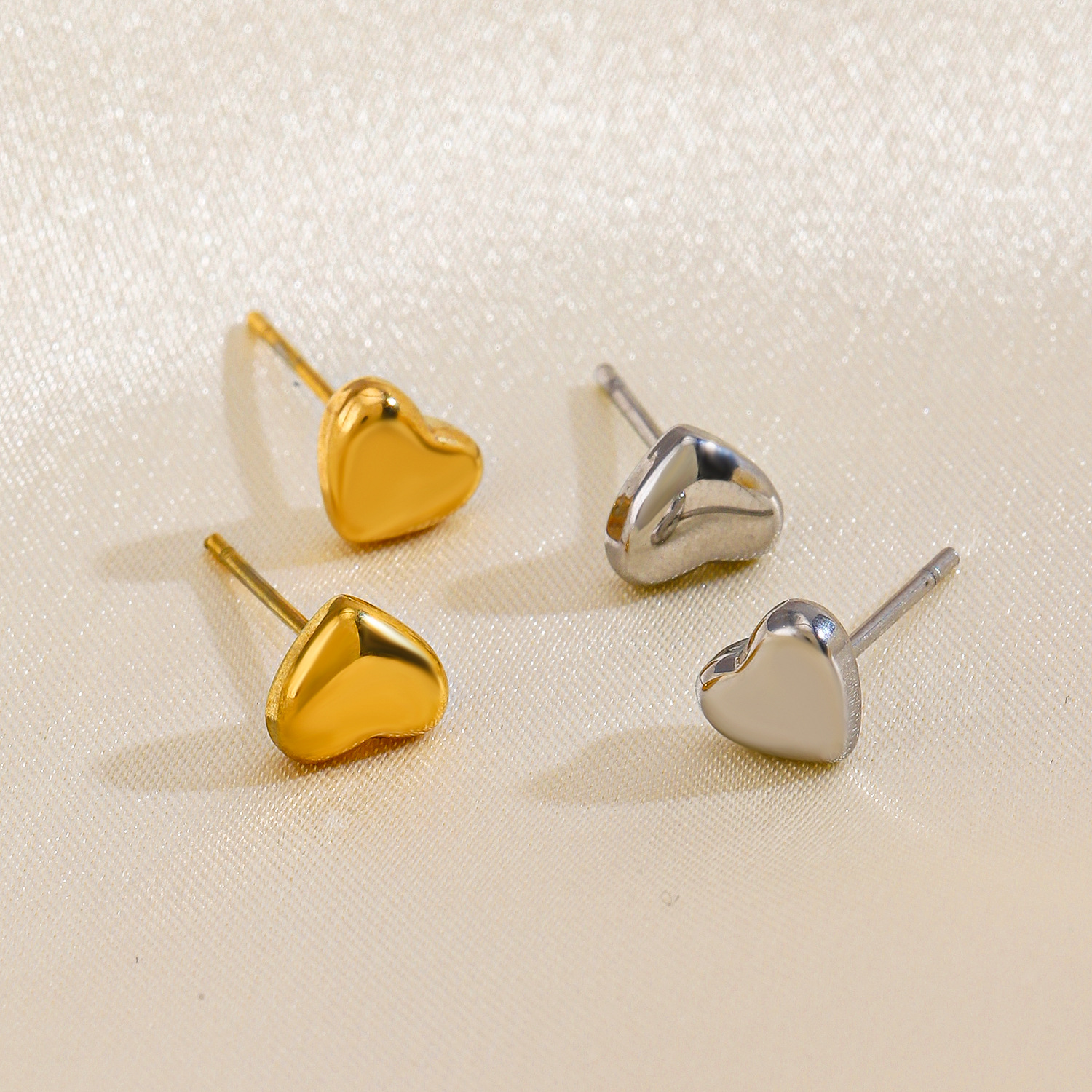 Heart Shape Earrings For Women, Waterproof Non Tarnish 304 Stainless Steel Studs With 18K Gold Plated PVD Coating 3