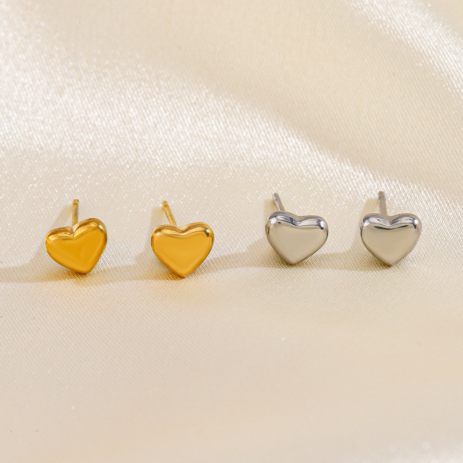 Heart Shape Earrings For Women, Waterproof Non Tarnish 304 Stainless Steel Studs With 18K Gold Plated PVD Coating 4