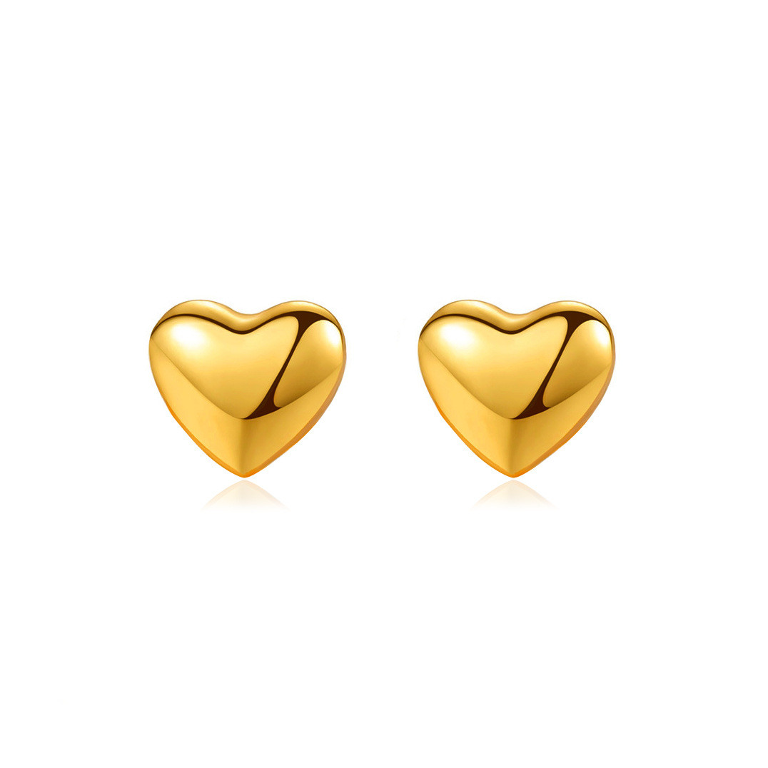 Heart Shape Earrings For Women, Waterproof Non Tarnish 304 Stainless Steel Studs With 18K Gold Plated PVD Coating 5