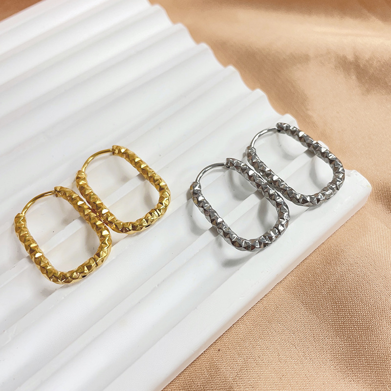 Geometric Titanium Steel Earrings For Women With Gold Plated Design Featuring Plating Material In Casual Style