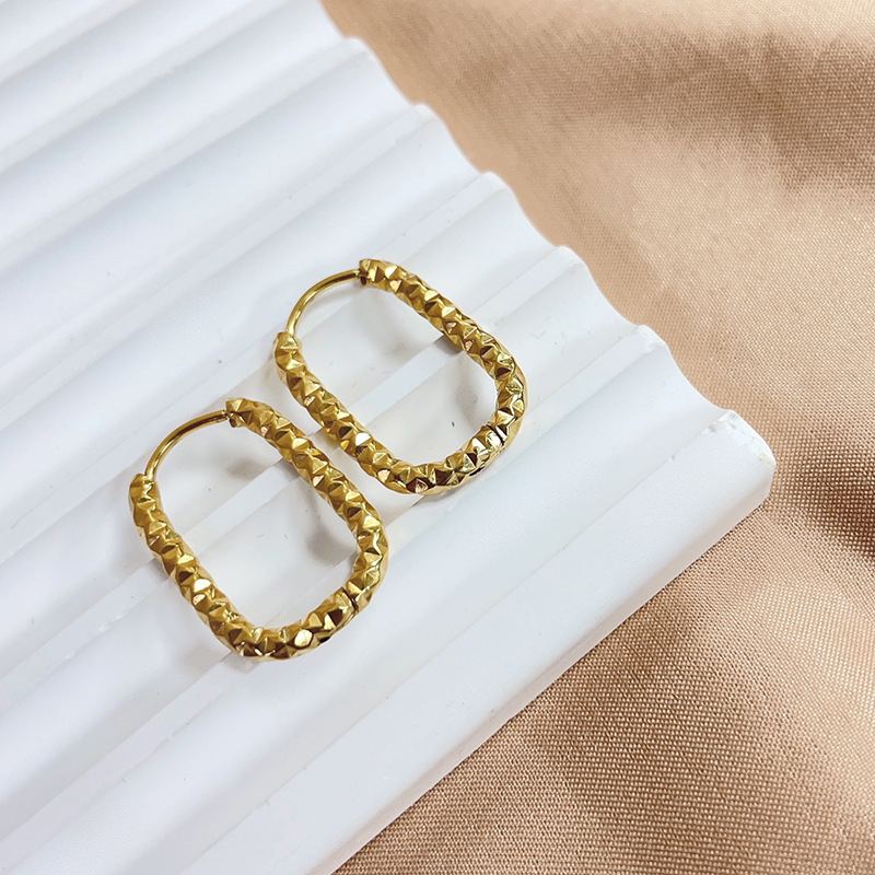 Geometric Titanium Steel Earrings For Women With Gold Plated Design Featuring Plating Material In Casual Style 2