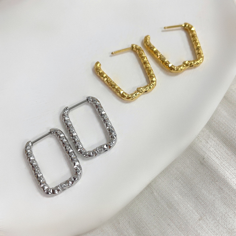 Geometric Titanium Steel Earrings For Women With Gold Plated Design Featuring Plating Material In Casual Style 3