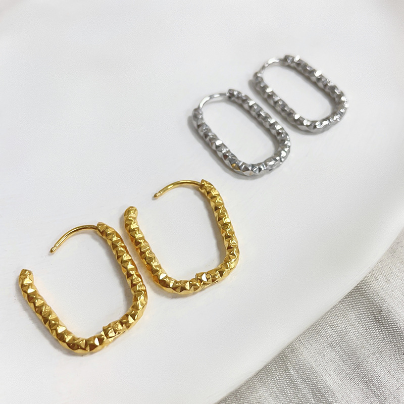 Geometric Titanium Steel Earrings For Women With Gold Plated Design Featuring Plating Material In Casual Style 5