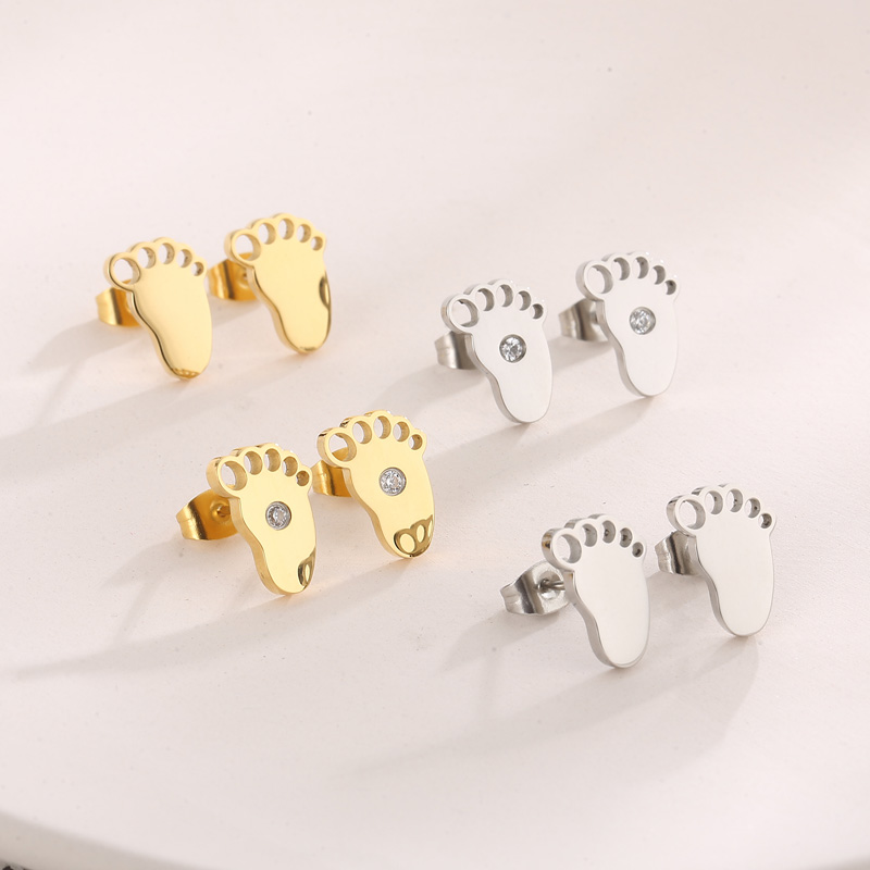 Geometric Stud Earrings For Women, Electroplated 304 Stainless Steel With 18K Gold PVD Coating And Rhinestone Inlay