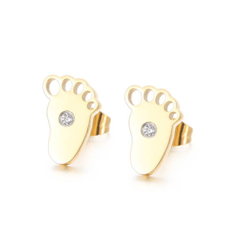 Geometric Stud Earrings For Women, Electroplated 304 Stainless Steel With 18K Gold PVD Coating And Rhinestone Inlay 2