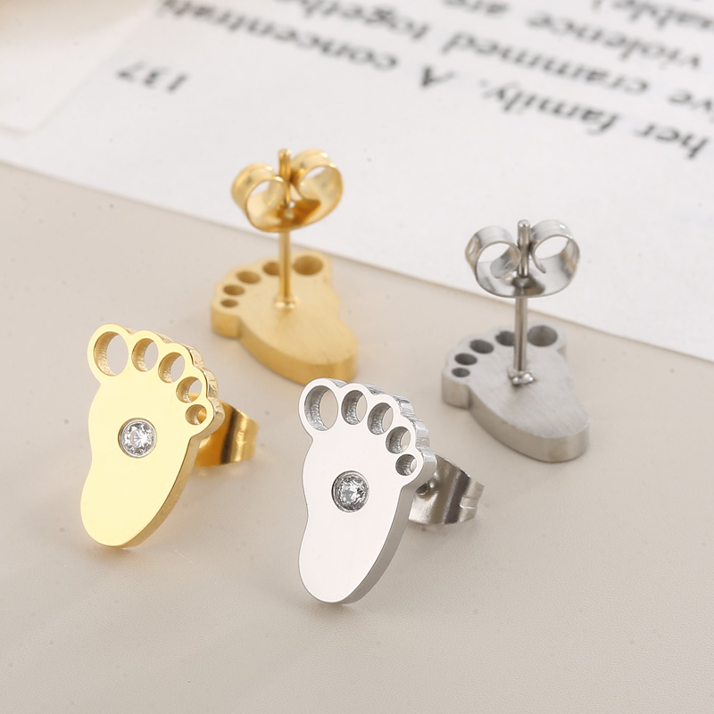 Geometric Stud Earrings For Women, Electroplated 304 Stainless Steel With 18K Gold PVD Coating And Rhinestone Inlay 3