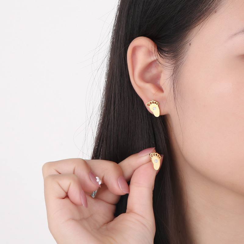 Geometric Stud Earrings For Women, Electroplated 304 Stainless Steel With 18K Gold PVD Coating And Rhinestone Inlay 5