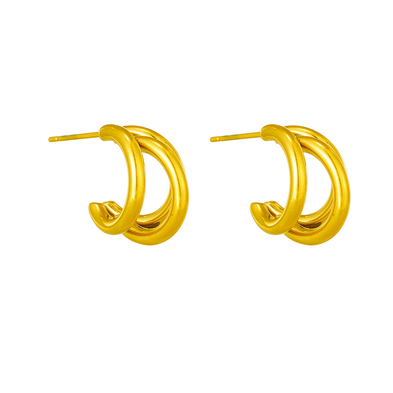 C Shape Stud Earrings For Women In 304 Stainless Steel With Electroplated 18K Real Gold Plated Finish And 0.03µm-0.05µm PVD Coating 2