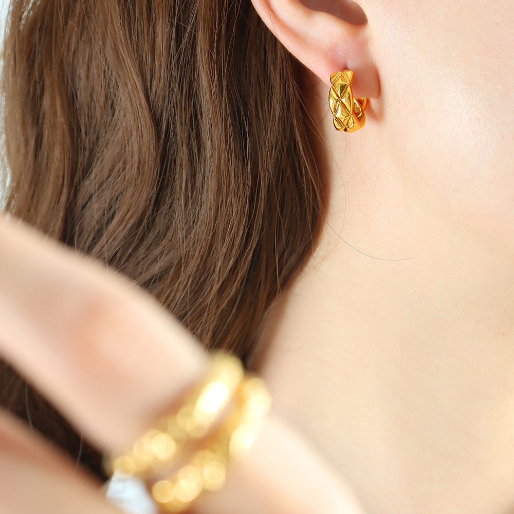 Geometric Earrings For Women Featuring 18K Gold Plated PVD Vacuum Plating On Durable 304 Stainless Steel 4