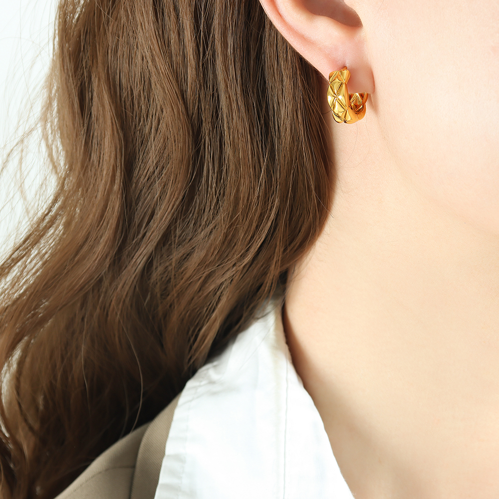 Geometric Earrings For Women Featuring 18K Gold Plated PVD Vacuum Plating On Durable 304 Stainless Steel 5