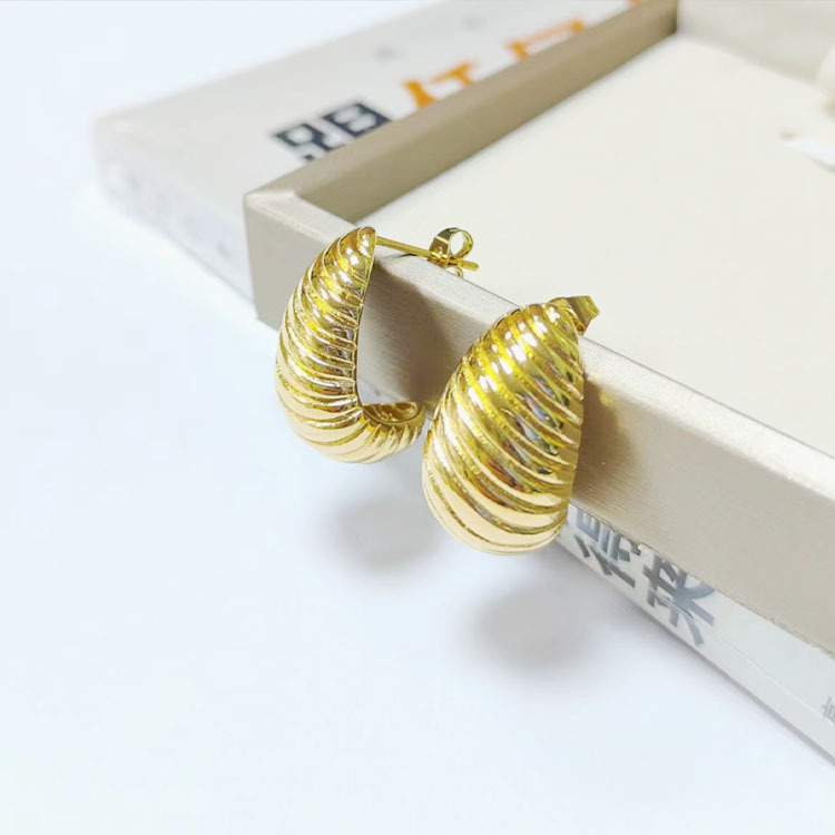 U Shape Earrings For Women 1 Pair Stainless Steel Featuring 18K Gold Plated Design 4