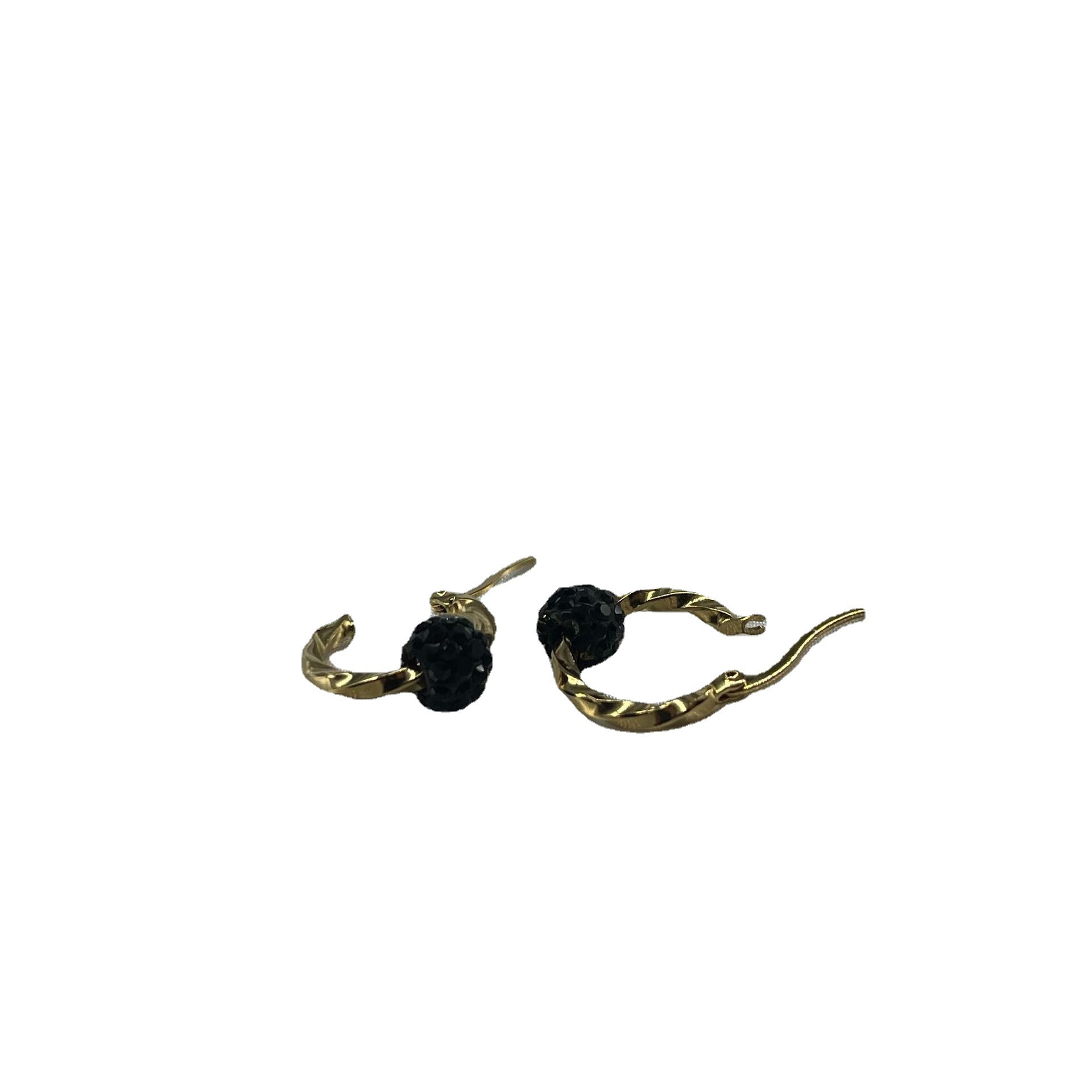 Geometric Titanium Steel Earrings For Women With Electroplated Finish And Crystal Inlay In Ethnic Style 2