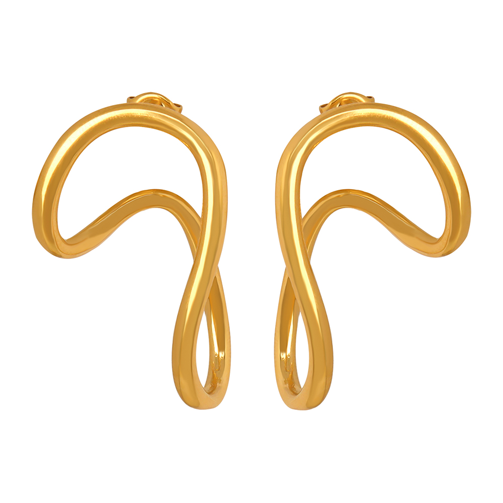 Irregular Waterproof Non Tarnish Earrings For Women In Titanium Steel With Real Gold Plated PVD Coating 7