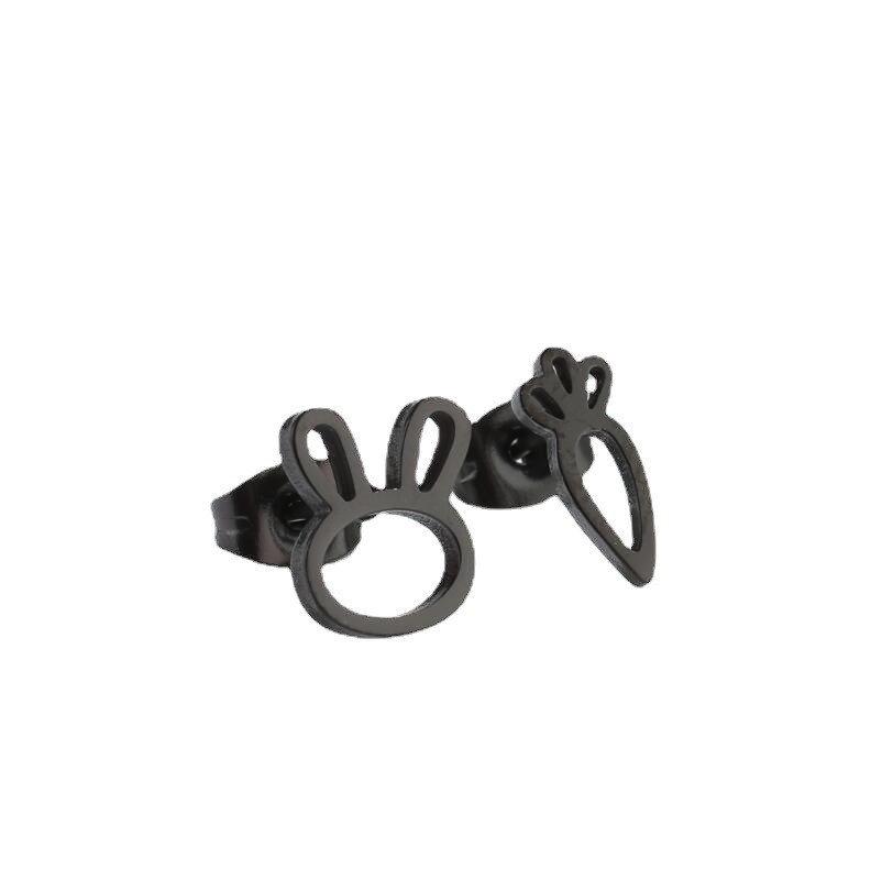 Waterproof Non Tarnish Rabbit And Carrot Stud Earrings For Women In 316 Stainless Steel With 18K Gold PVD Coating 5
