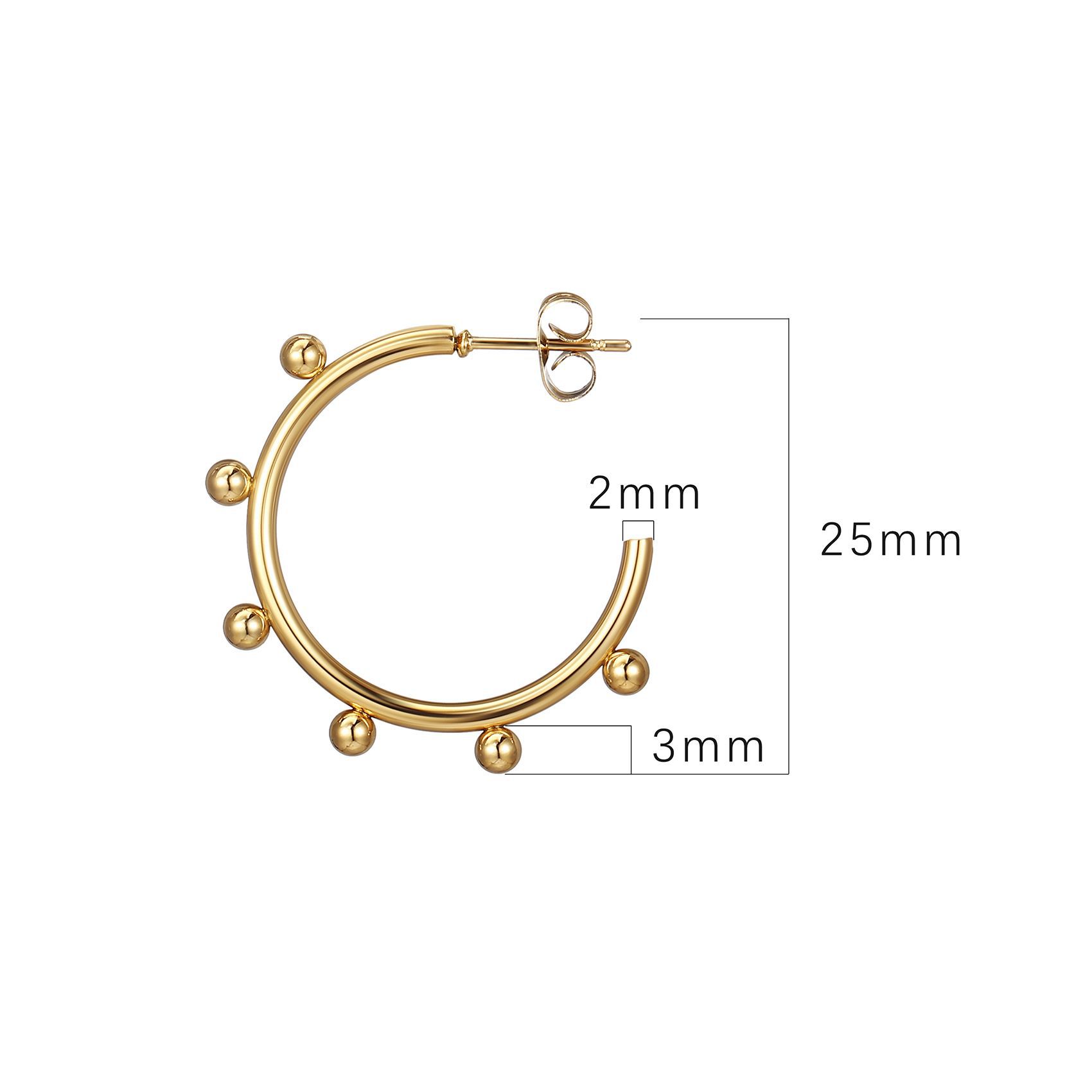 Fashion C Shape Earrings For Women In 18K Real Gold Plated 201 Stainless Steel With Waterproof Non Tarnish And Zircon Inlay