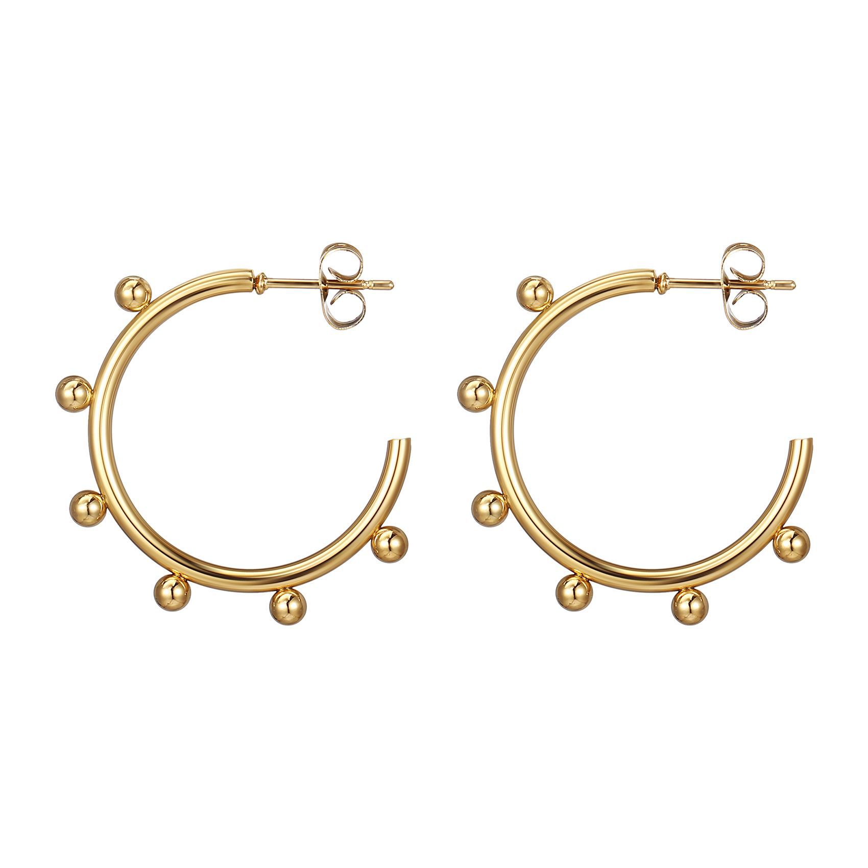 Fashion C Shape Earrings For Women In 18K Real Gold Plated 201 Stainless Steel With Waterproof Non Tarnish And Zircon Inlay 2