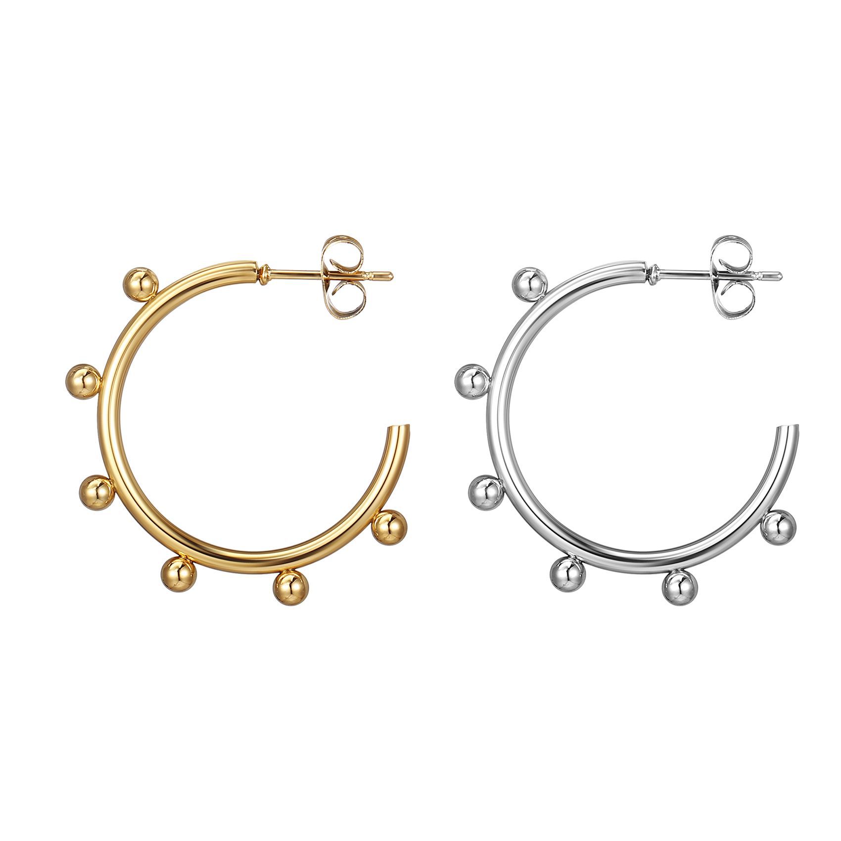 Fashion C Shape Earrings For Women In 18K Real Gold Plated 201 Stainless Steel With Waterproof Non Tarnish And Zircon Inlay 4