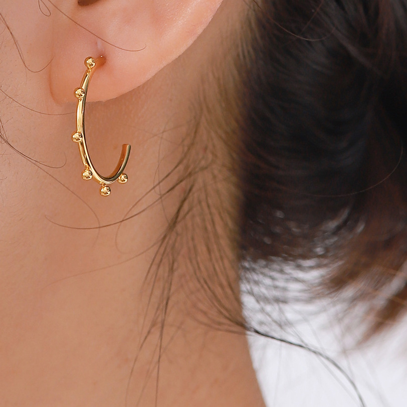 Fashion C Shape Earrings For Women In 18K Real Gold Plated 201 Stainless Steel With Waterproof Non Tarnish And Zircon Inlay 5