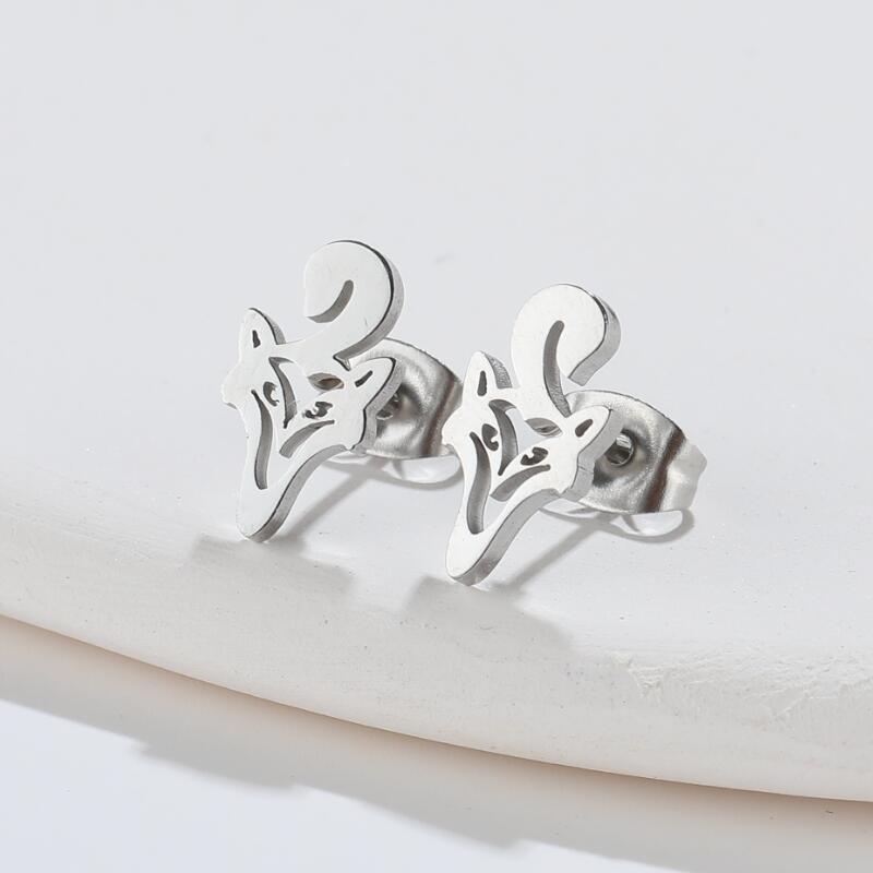 Fox Waterproof Non Tarnish Earrings For Women, 18K Gold PVD Coated 304 Stainless Steel With 316 Stainless Steel Studs 2