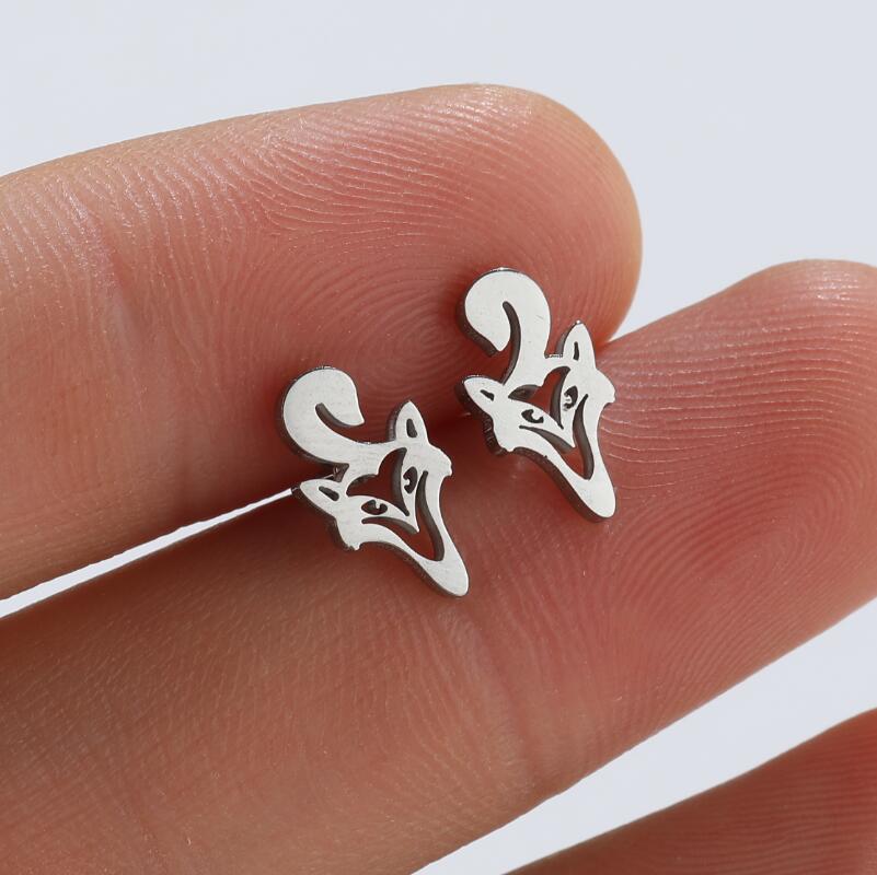Fox Waterproof Non Tarnish Earrings For Women, 18K Gold PVD Coated 304 Stainless Steel With 316 Stainless Steel Studs 4