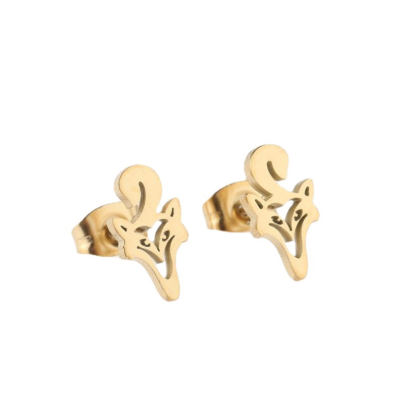 Fox Waterproof Non Tarnish Earrings For Women, 18K Gold PVD Coated 304 Stainless Steel With 316 Stainless Steel Studs 5