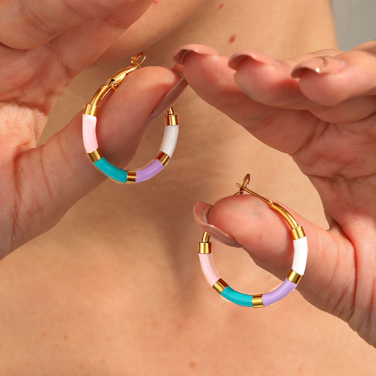 Elegant Geometric Earrings For Women In 18K Gold Plated 201 Stainless Steel 5