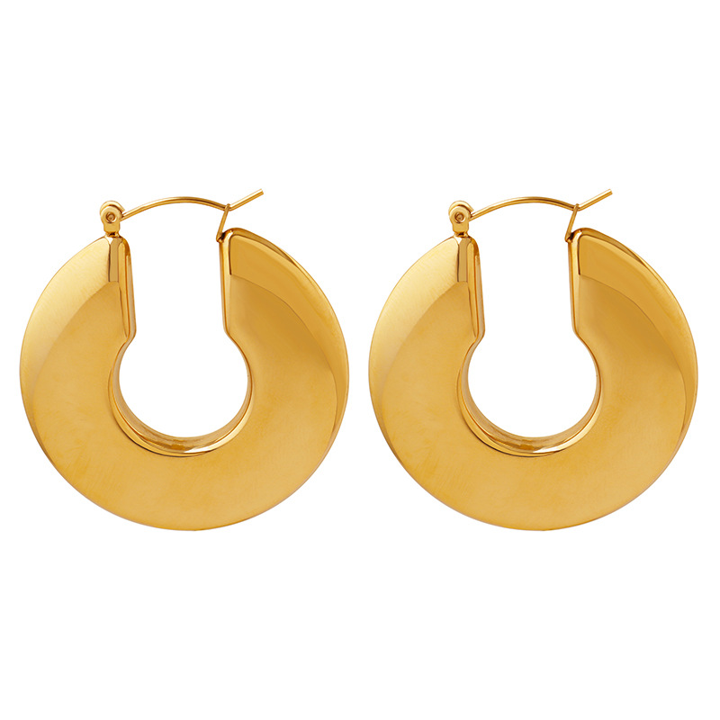 Geometric Titanium Steel Earrings For Women Featuring Electroplated Design, 1 Pair Suitable For Street Wear 5
