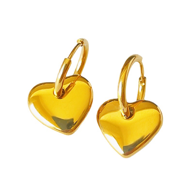 Heart Shape Drop Earrings For Women In Titanium Steel, 1 Pair Featuring Elegant Heart Design 2