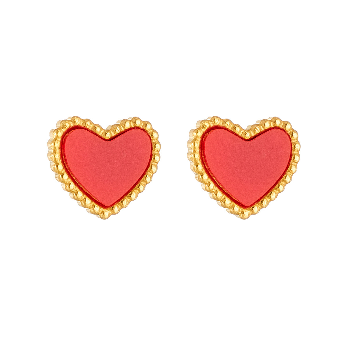 Heart Shape Titanium Steel Stud Earrings For Women, Electroplated Design, 1 Pair, Perfect For Daily Wear 3
