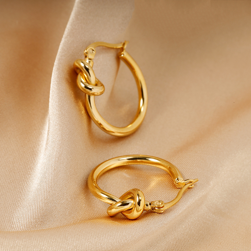 Geometric Waterproof Non Tarnish Earrings For Women In Titanium Steel With 18K Gold Plated PVD Coated Real Gold Plated Finish 2
