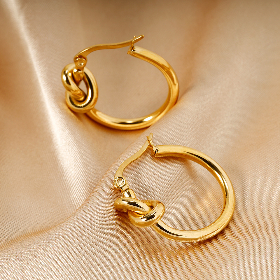 Geometric Waterproof Non Tarnish Earrings For Women In Titanium Steel With 18K Gold Plated PVD Coated Real Gold Plated Finish 3