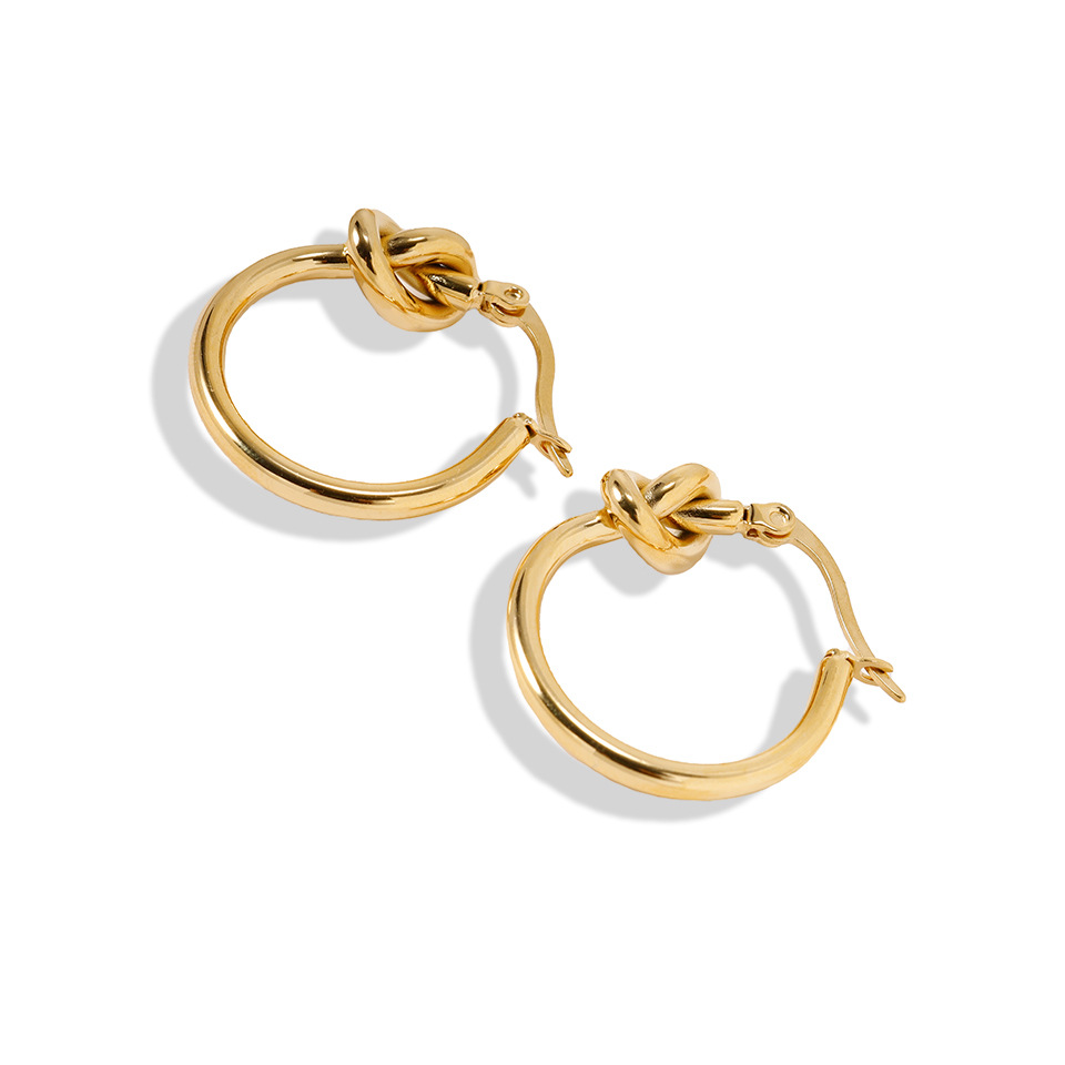 Geometric Waterproof Non Tarnish Earrings For Women In Titanium Steel With 18K Gold Plated PVD Coated Real Gold Plated Finish 4