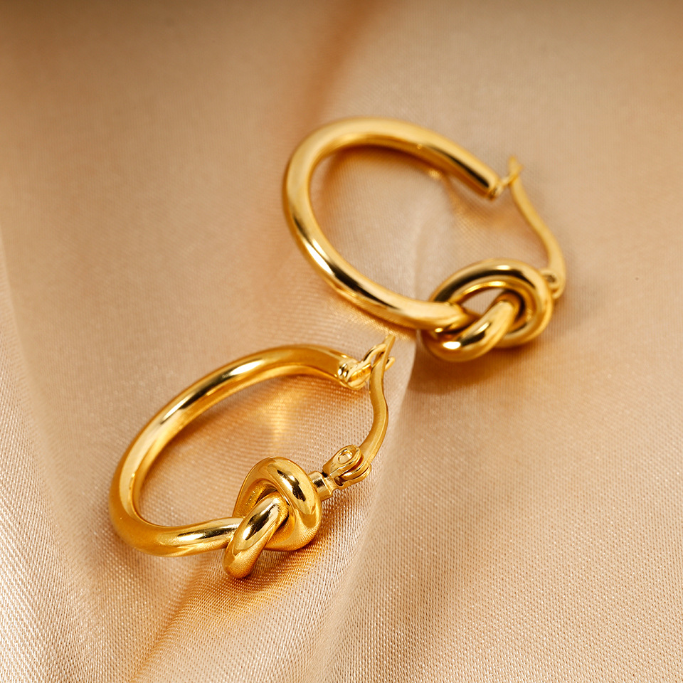 Geometric Waterproof Non Tarnish Earrings For Women In Titanium Steel With 18K Gold Plated PVD Coated Real Gold Plated Finish 5