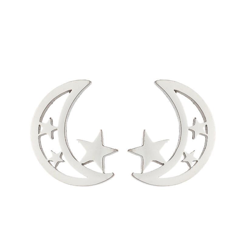 Moon Star Fashion Earrings For Women In Stainless Steel With Waterproof Non Tarnish PVD Coated Real Gold Plated Finish 3