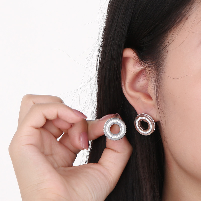 Round Waterproof Non Tarnish Drop Earrings For Women, 18K Gold Plated 304 Stainless Steel With Zircon Inlay, PVD Coated 5