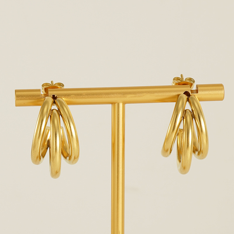 Waterproof Non Tarnish Stainless Steel Earrings For Women, 1 Pair, Featuring 18K Gold Plated Finish 2