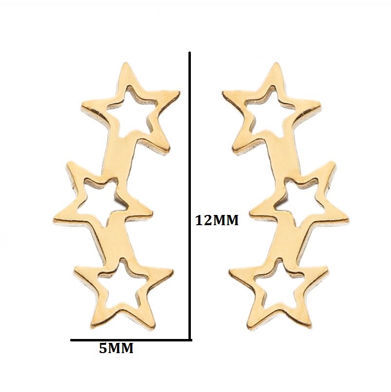 Star And Moon Waterproof Non Tarnish Earrings For Women In 316 Stainless Steel With 18K Gold PVD Coating 3