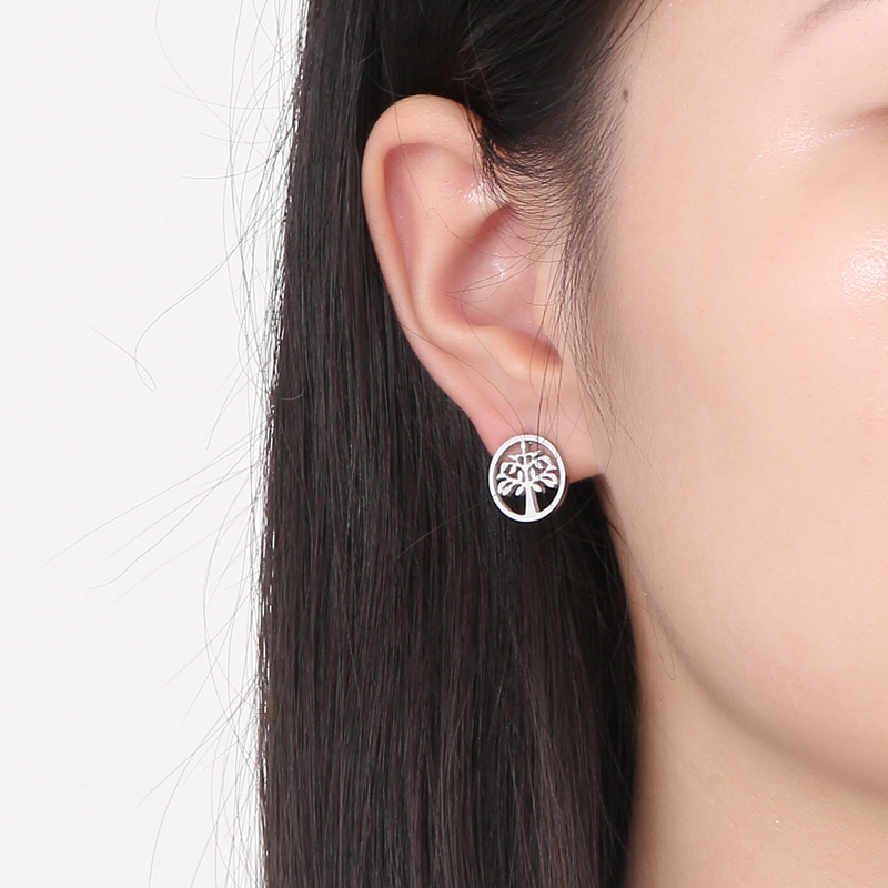 Life Tree Hollow Out Drop Earrings For Women In 304 Stainless Steel With 18K Gold Plated PVD Coating And Stone-Free Inlay 6